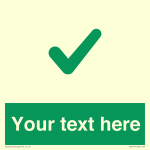 Custom green background, green tick sign